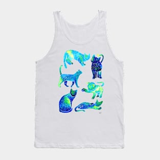 Galaxy Cats Pattern - Blue Tank Top